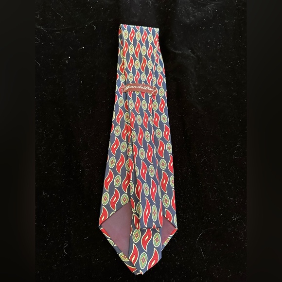 Jean de Lise Navy Blue Silk Tie - Picture 2 of 7